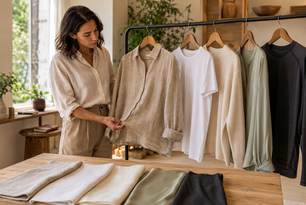 Descubra o melhor material para roupas para pele, calor, treino, durabilidade e sustentabilidade com comparações científicas.