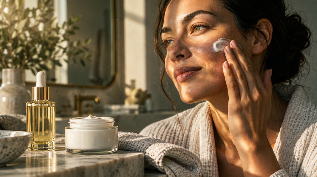 O que é skincare biomimético? Conheça ingredientes, cremes, peptídeos, benefícios, riscos e critérios para escolher um produto.